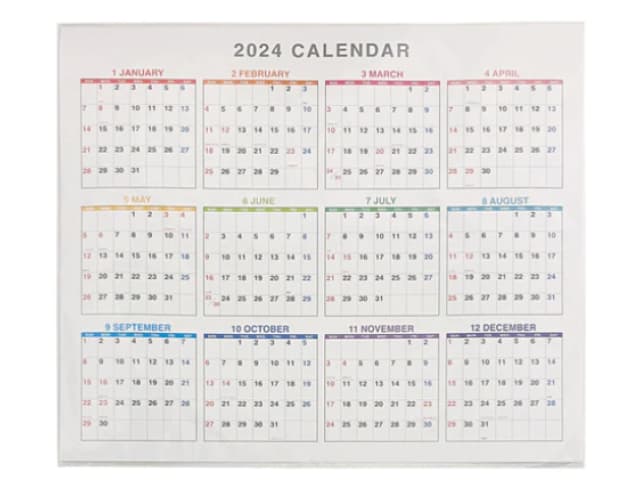 2024年大判カレンダー（シンプル）